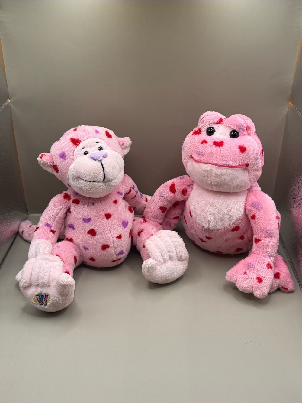 GANZ Webkinz Love Frog and Love Monkey Plush Stuffed Animal Lot NO CODE